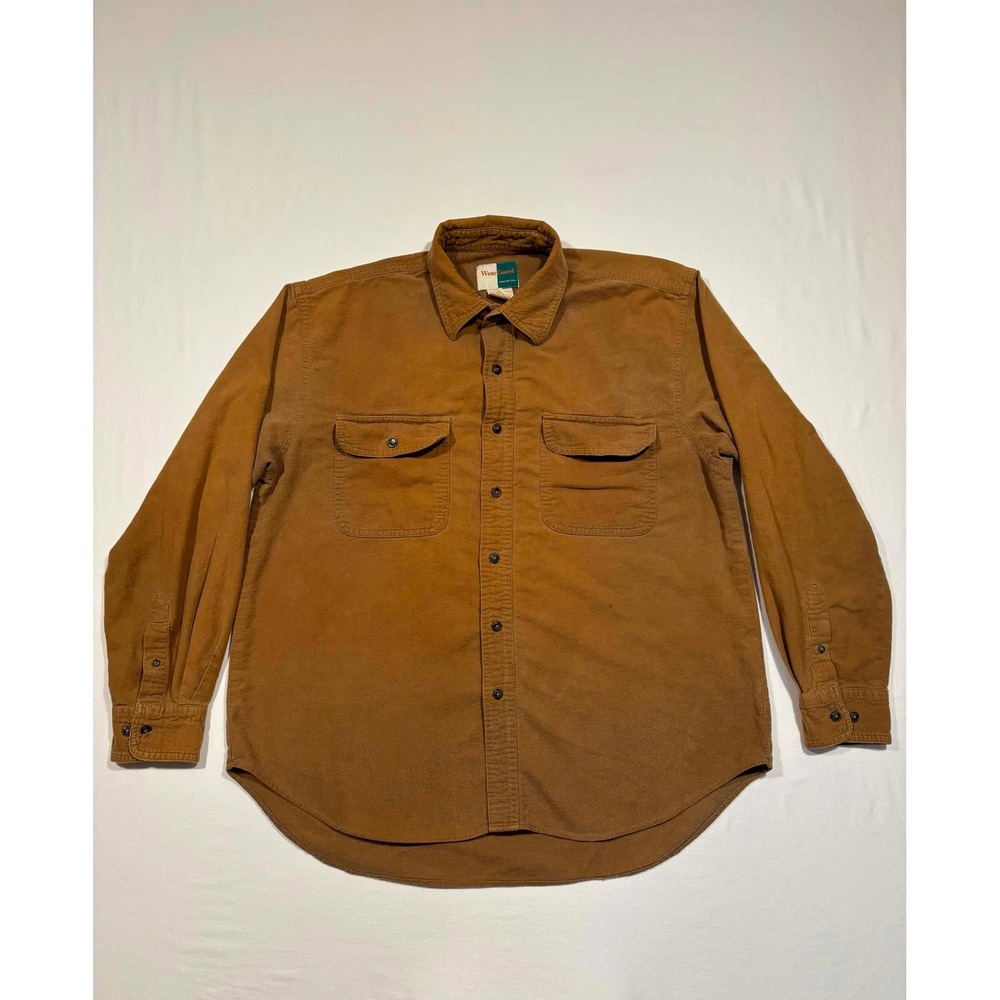 WearGuard Mens Brown Cotton Canvas Long Sleeve Work Shirt Size L Style 3320